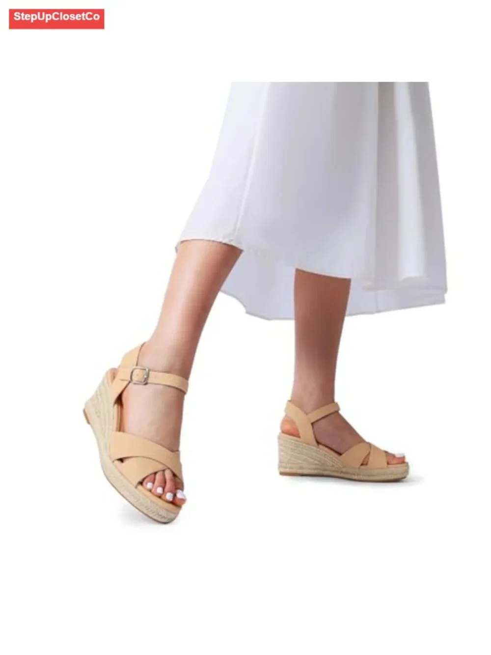 Espadrille Wedge Sandals | Adjustable Buckle Platform, Comfortable Heeled